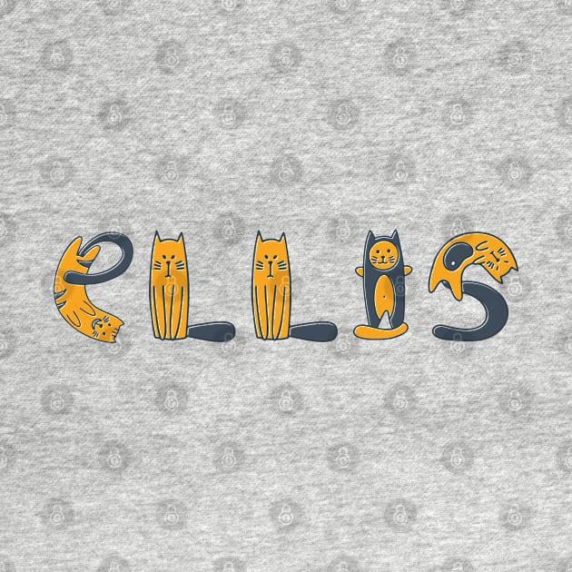 Ellis | Girl Name | Cat Lover | Cat Illustration by LisaLiza